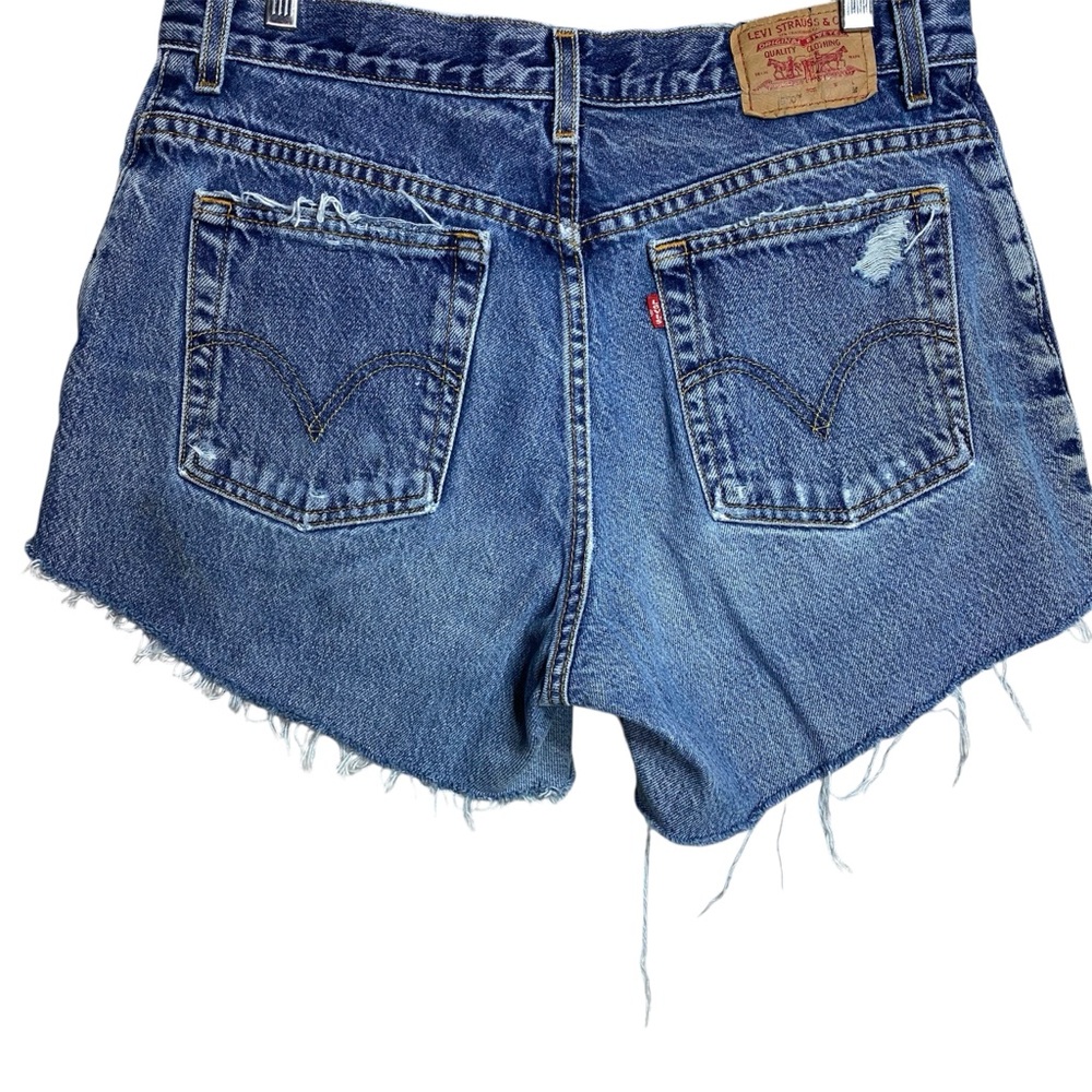 Levi's Blue Distressed High-Rise Denim Jean Shorts